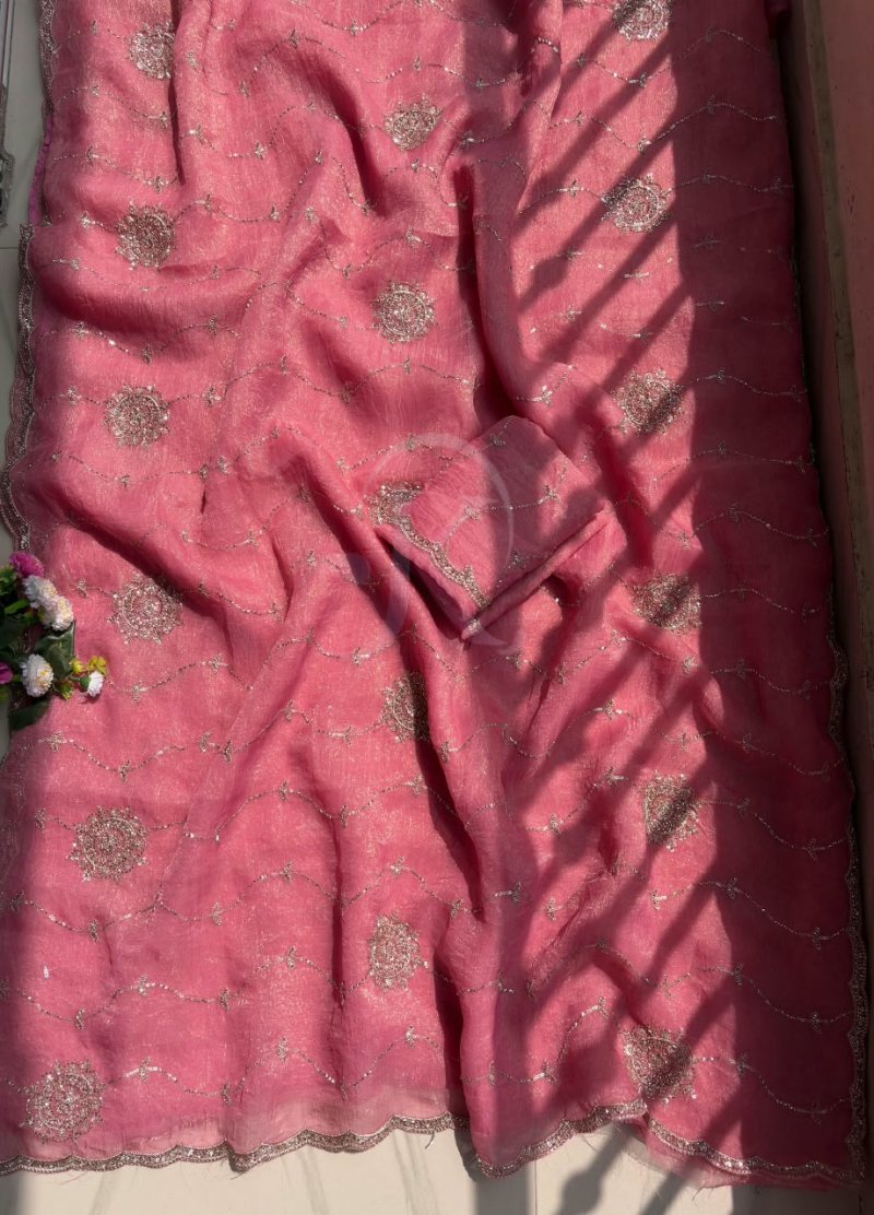 JK 471 Chiffon With Beautiful Bangali Work Saree